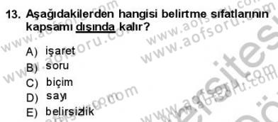 Türkçe Cümle Bilgisi 1 Dersi Ara Sınavı Deneme Sınav Soruları 13. Soru