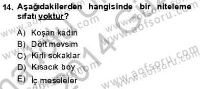 Türkçe Cümle Bilgisi 1 Dersi Ara Sınavı Deneme Sınav Soruları 14. Soru