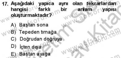 Türkçe Cümle Bilgisi 1 Dersi Ara Sınavı Deneme Sınav Soruları 17. Soru