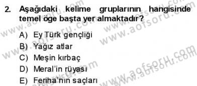 Türkçe Cümle Bilgisi 1 Dersi Ara Sınavı Deneme Sınav Soruları 2. Soru