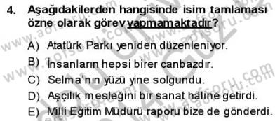 Türkçe Cümle Bilgisi 1 Dersi Ara Sınavı Deneme Sınav Soruları 4. Soru
