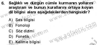 Türkçe Cümle Bilgisi 1 Dersi Ara Sınavı Deneme Sınav Soruları 6. Soru