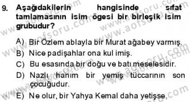 Türkçe Cümle Bilgisi 1 Dersi Ara Sınavı Deneme Sınav Soruları 9. Soru
