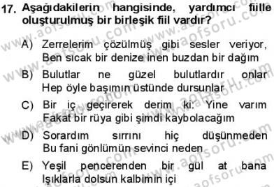 Türkçe Cümle Bilgisi 1 Dersi 2013 - 2014 Yılı (Final) Dönem Sonu Sınav Soruları 17. Soru