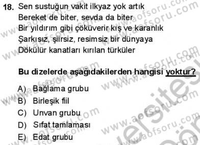 Türkçe Cümle Bilgisi 1 Dersi 2013 - 2014 Yılı (Final) Dönem Sonu Sınav Soruları 18. Soru