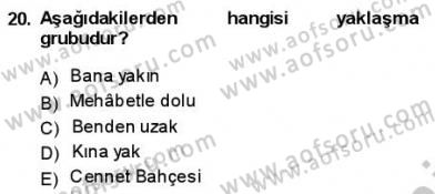 Türkçe Cümle Bilgisi 1 Dersi 2013 - 2014 Yılı (Final) Dönem Sonu Sınav Soruları 20. Soru