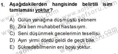 Türkçe Cümle Bilgisi 1 Dersi Ara Sınavı Deneme Sınav Soruları 1. Soru