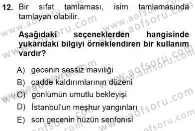 Türkçe Cümle Bilgisi 1 Dersi Ara Sınavı Deneme Sınav Soruları 12. Soru
