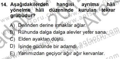 Türkçe Cümle Bilgisi 1 Dersi Ara Sınavı Deneme Sınav Soruları 14. Soru