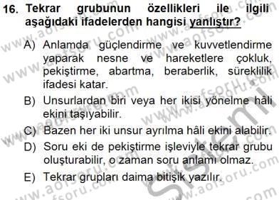 Türkçe Cümle Bilgisi 1 Dersi 2014 - 2015 Yılı (Vize) Ara Sınav Soruları 16. Soru