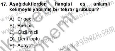 Türkçe Cümle Bilgisi 1 Dersi Ara Sınavı Deneme Sınav Soruları 17. Soru