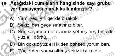 Türkçe Cümle Bilgisi 1 Dersi Ara Sınavı Deneme Sınav Soruları 18. Soru