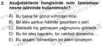 Türkçe Cümle Bilgisi 1 Dersi Ara Sınavı Deneme Sınav Soruları 2. Soru