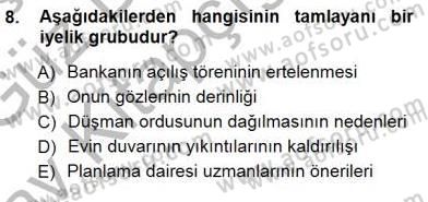 Türkçe Cümle Bilgisi 1 Dersi Ara Sınavı Deneme Sınav Soruları 8. Soru