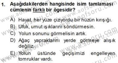 Türkçe Cümle Bilgisi 1 Dersi 2014 - 2015 Yılı (Final) Dönem Sonu Sınav Soruları 1. Soru