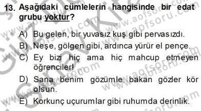 Türkçe Cümle Bilgisi 1 Dersi 2014 - 2015 Yılı (Final) Dönem Sonu Sınav Soruları 13. Soru