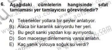 Türkçe Cümle Bilgisi 1 Dersi 2014 - 2015 Yılı (Final) Dönem Sonu Sınav Soruları 6. Soru