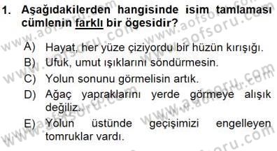 Türkçe Cümle Bilgisi 1 Dersi Ara Sınavı Deneme Sınav Soruları 1. Soru