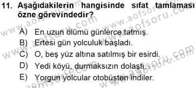 Türkçe Cümle Bilgisi 1 Dersi Ara Sınavı Deneme Sınav Soruları 11. Soru