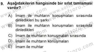 Türkçe Cümle Bilgisi 1 Dersi Ara Sınavı Deneme Sınav Soruları 9. Soru
