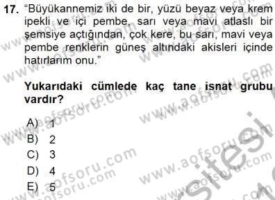 Türkçe Cümle Bilgisi 1 Dersi 2015 - 2016 Yılı (Final) Dönem Sonu Sınav Soruları 17. Soru