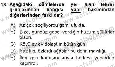 Türkçe Cümle Bilgisi 1 Dersi Ara Sınavı Deneme Sınav Soruları 18. Soru