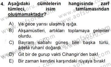 Türkçe Cümle Bilgisi 1 Dersi Ara Sınavı Deneme Sınav Soruları 4. Soru