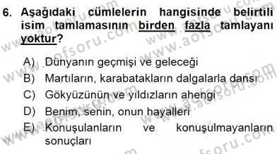 Türkçe Cümle Bilgisi 1 Dersi Ara Sınavı Deneme Sınav Soruları 6. Soru