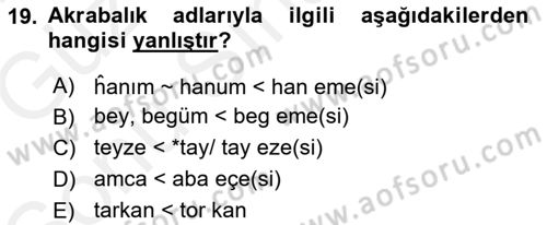 Türkçe Cümle Bilgisi 1 Dersi 2017 - 2018 Yılı (Final) Dönem Sonu Sınav Soruları 19. Soru