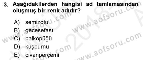 Türkçe Cümle Bilgisi 1 Dersi Ara Sınavı Deneme Sınav Soruları 3. Soru