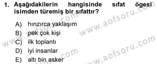 Türkçe Cümle Bilgisi 1 Dersi 2018 - 2019 Yılı (Final) Dönem Sonu Sınav Soruları 1. Soru