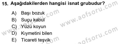Türkçe Cümle Bilgisi 1 Dersi 2018 - 2019 Yılı Yaz Okulu Sınav Soruları 15. Soru