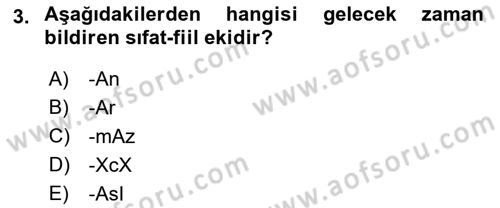 Türkçe Cümle Bilgisi 1 Dersi 2018 - 2019 Yılı Yaz Okulu Sınav Soruları 3. Soru