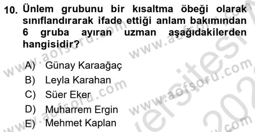 Türkçe Cümle Bilgisi 1 Dersi 2021 - 2022 Yılı Yaz Okulu Sınav Soruları 10. Soru