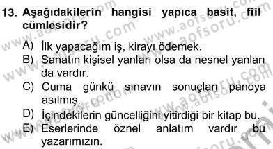 Türkçe Cümle Bilgisi 2 Dersi 2012 - 2013 Yılı (Vize) Ara Sınav Soruları 13. Soru