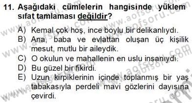 Türkçe Cümle Bilgisi 2 Dersi 2012 - 2013 Yılı (Final) Dönem Sonu Sınav Soruları 11. Soru