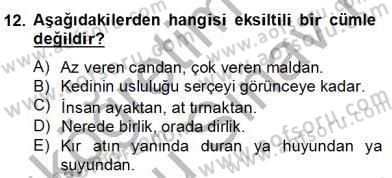 Türkçe Cümle Bilgisi 2 Dersi 2012 - 2013 Yılı (Final) Dönem Sonu Sınav Soruları 12. Soru