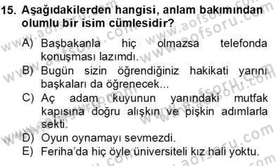 Türkçe Cümle Bilgisi 2 Dersi 2012 - 2013 Yılı (Final) Dönem Sonu Sınav Soruları 15. Soru