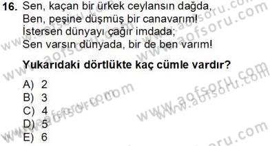 Türkçe Cümle Bilgisi 2 Dersi 2012 - 2013 Yılı (Final) Dönem Sonu Sınav Soruları 16. Soru