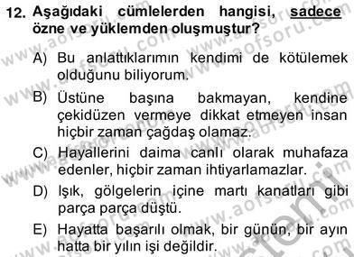 Türkçe Cümle Bilgisi 2 Dersi 2013 - 2014 Yılı (Vize) Ara Sınav Soruları 12. Soru