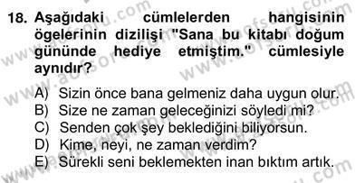 Türkçe Cümle Bilgisi 2 Dersi 2013 - 2014 Yılı (Vize) Ara Sınav Soruları 18. Soru
