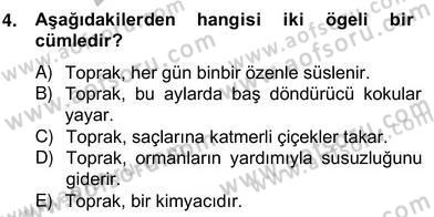 Türkçe Cümle Bilgisi 2 Dersi 2013 - 2014 Yılı (Vize) Ara Sınav Soruları 4. Soru