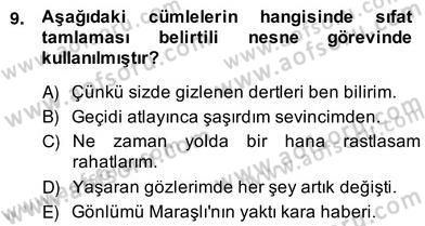 Türkçe Cümle Bilgisi 2 Dersi 2013 - 2014 Yılı (Vize) Ara Sınav Soruları 9. Soru