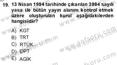 Türkçe Cümle Bilgisi 2 Dersi 2013 - 2014 Yılı (Final) Dönem Sonu Sınav Soruları 19. Soru