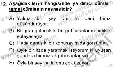 Türkçe Cümle Bilgisi 2 Dersi 2014 - 2015 Yılı (Vize) Ara Sınav Soruları 12. Soru
