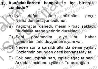 Türkçe Cümle Bilgisi 2 Dersi 2014 - 2015 Yılı (Vize) Ara Sınav Soruları 13. Soru