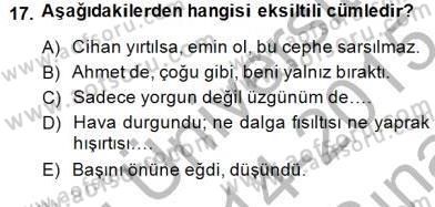 Türkçe Cümle Bilgisi 2 Dersi 2014 - 2015 Yılı (Vize) Ara Sınav Soruları 17. Soru