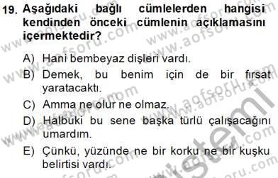 Türkçe Cümle Bilgisi 2 Dersi 2014 - 2015 Yılı (Vize) Ara Sınav Soruları 19. Soru