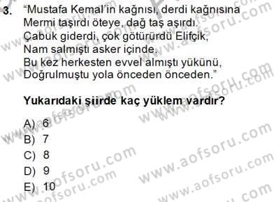 Türkçe Cümle Bilgisi 2 Dersi 2014 - 2015 Yılı (Vize) Ara Sınav Soruları 3. Soru
