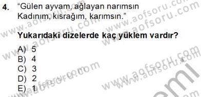 Türkçe Cümle Bilgisi 2 Dersi 2014 - 2015 Yılı (Vize) Ara Sınav Soruları 4. Soru